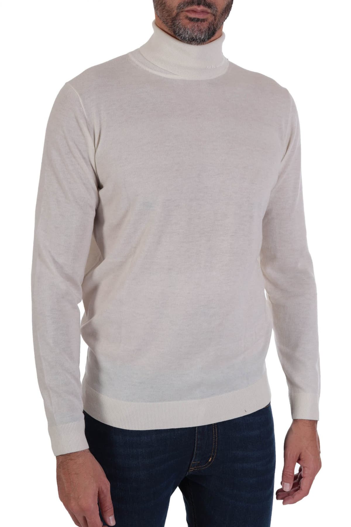 KARL LAGERFELD ΠΛΕΚΤΟ ROLLNECK ΥΠΟΛΕΥΚΟ
