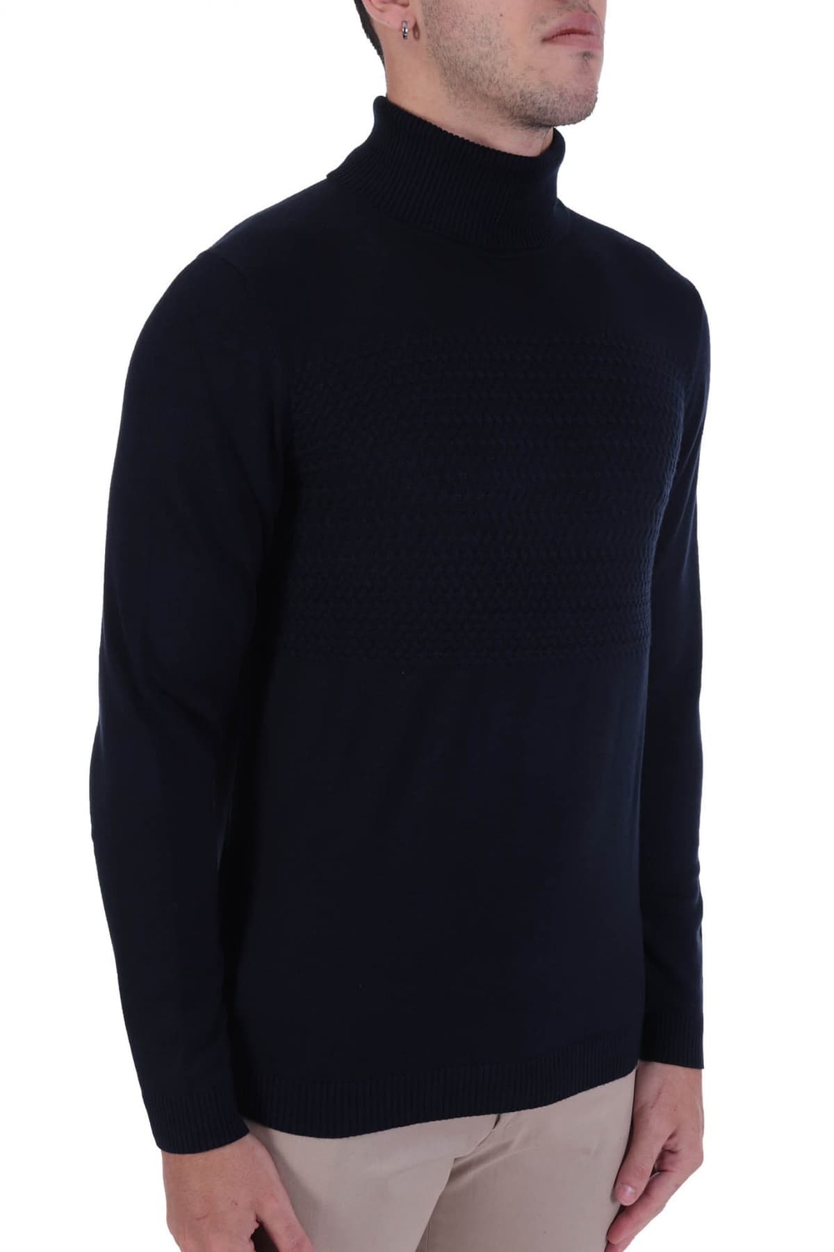 HUGO ΠΛΕΚΤΟ ROLLNECK SISEONO ΜΠΛΕ