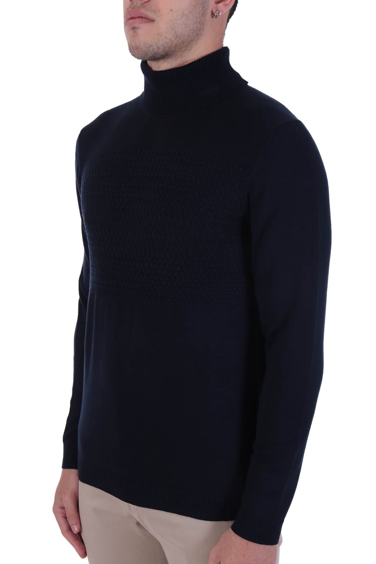 HUGO ΠΛΕΚΤΟ ROLLNECK SISEONO ΜΠΛΕ