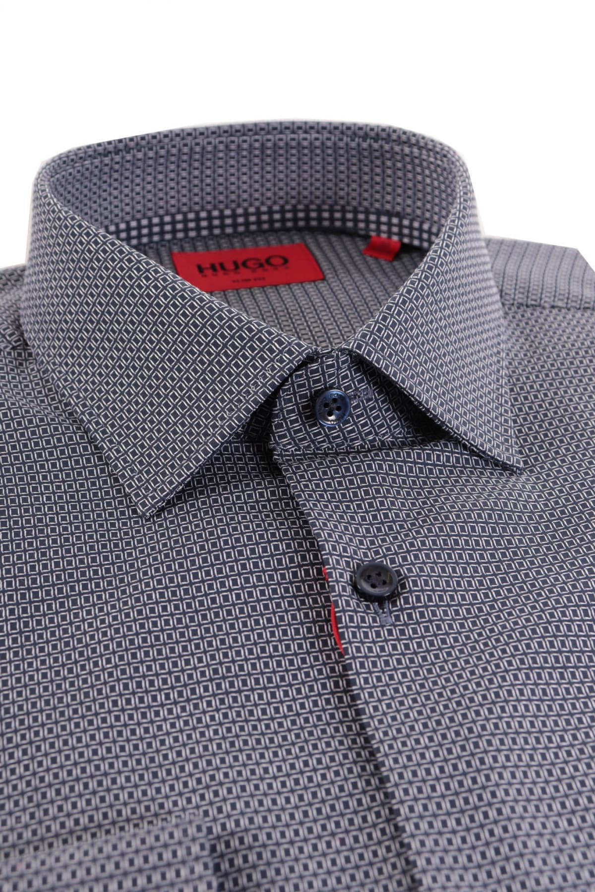 HUGO ΠΟΥΚΑΜΙΣΟ KOEY SLIM FIT ΜΙΚΡΟΣΧΕΔΙΟ ΜΠΛΕ