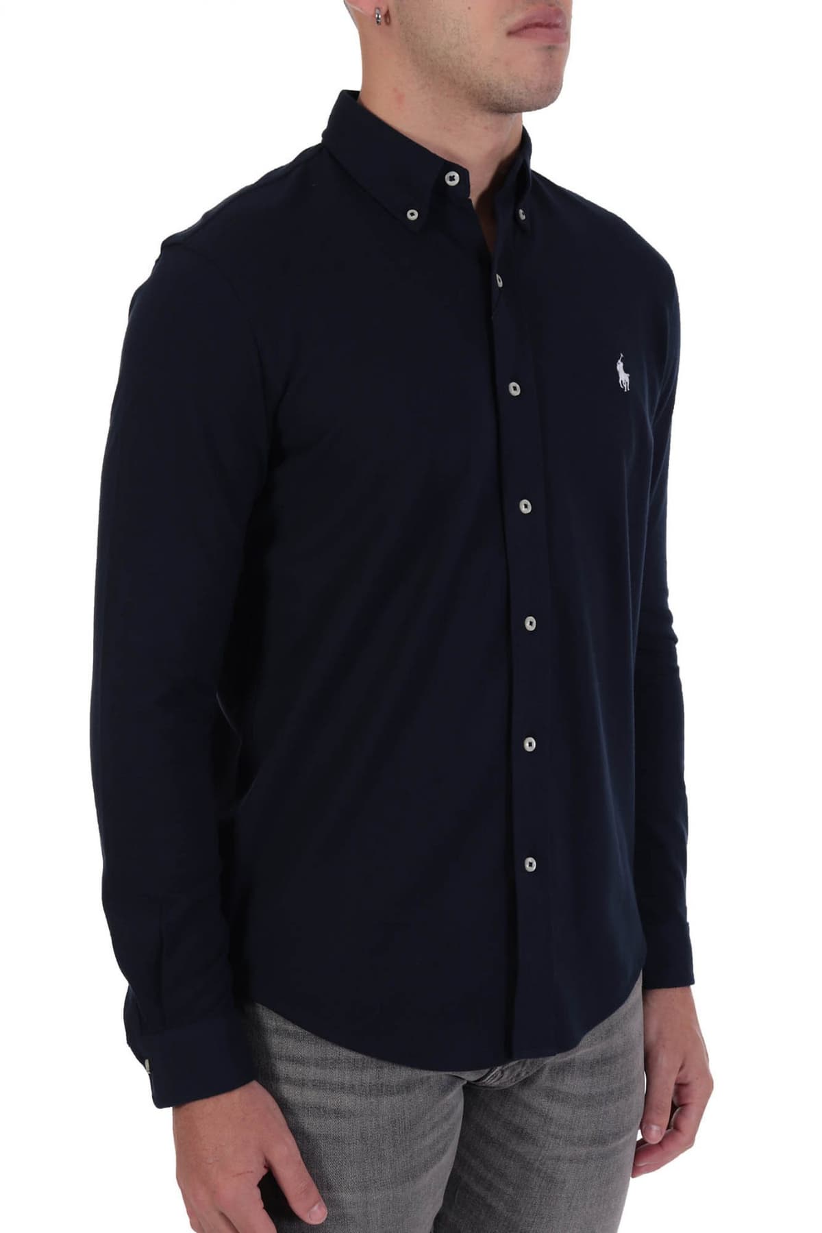 RALPH LAUREN ΠΟΥΚΑΜΙΣΟ PIQUET FEATHERWEIGHT MESH BUTTON DOWN BSR ΜΠΛΕ