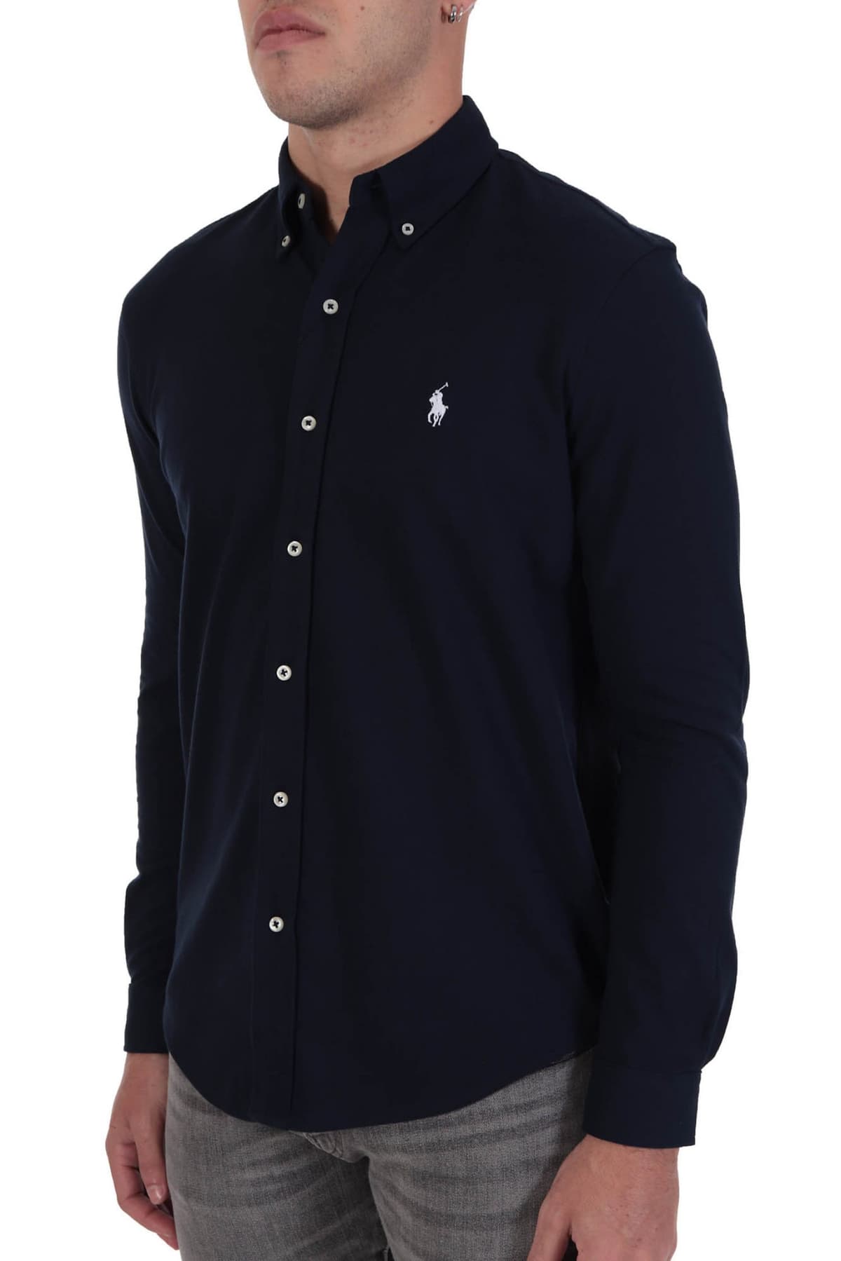 RALPH LAUREN ΠΟΥΚΑΜΙΣΟ PIQUET FEATHERWEIGHT MESH BUTTON DOWN BSR ΜΠΛΕ