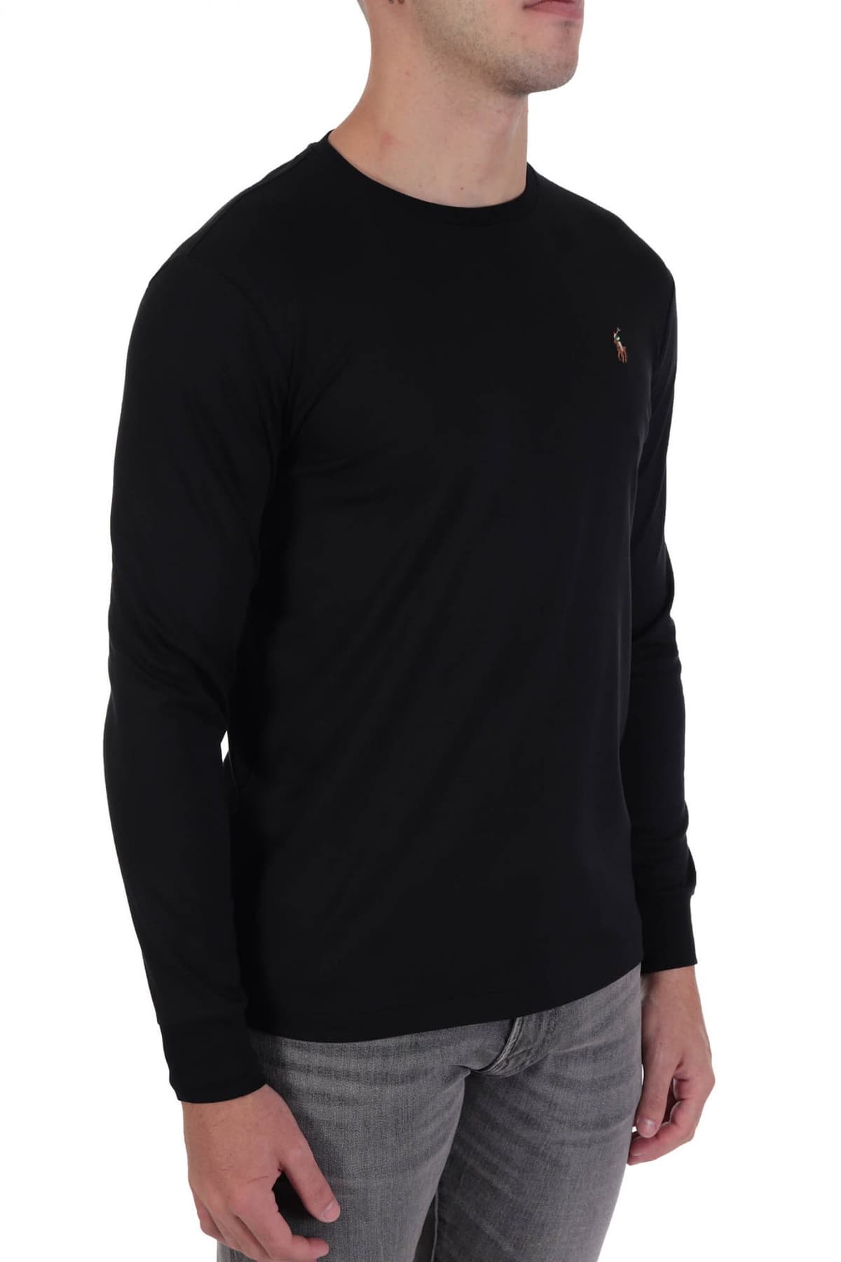 RALPH LAUREN T-SHIRT CUSTOM SLIM FIT ΜΑΥΡΟ