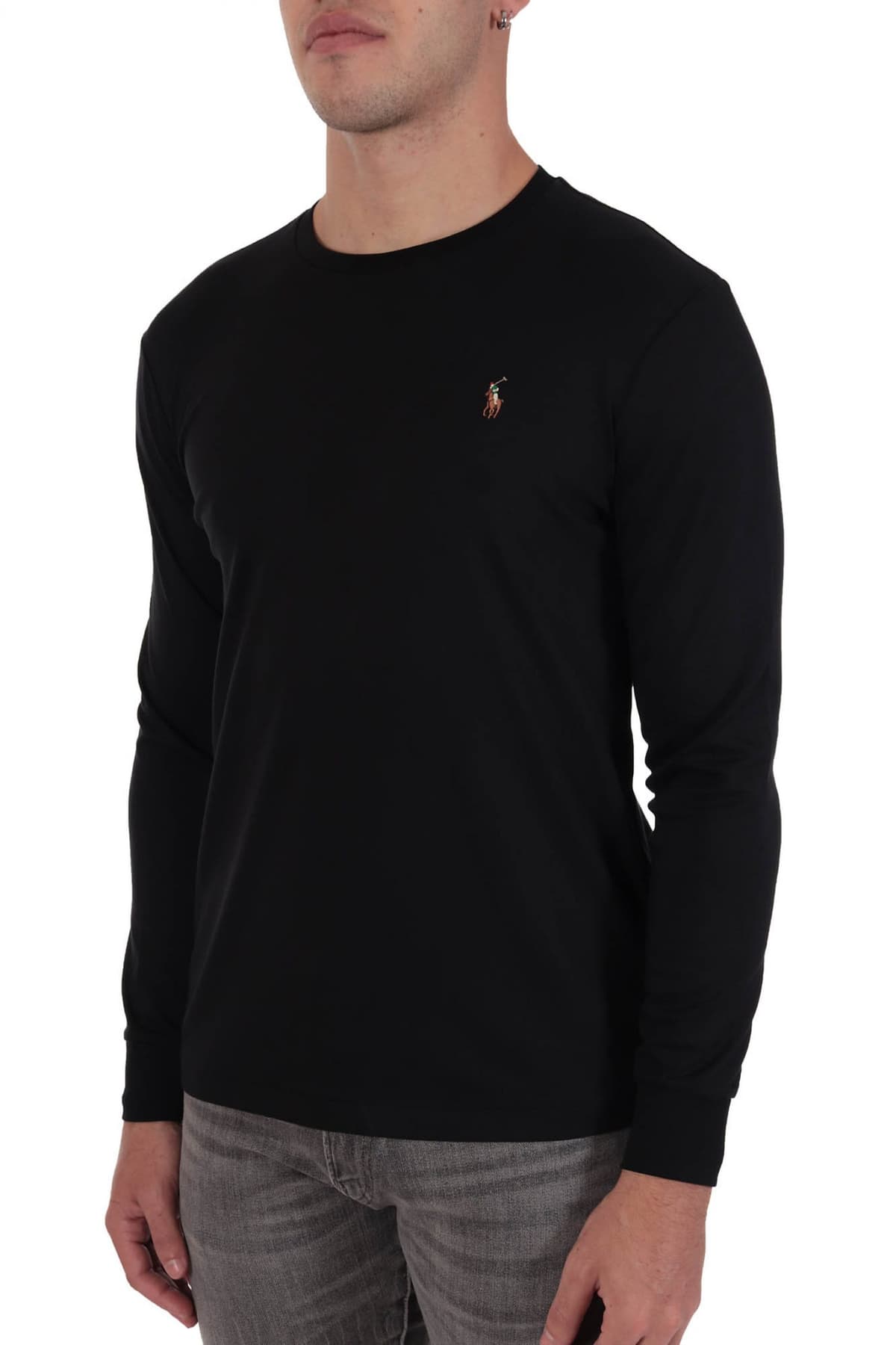 RALPH LAUREN T-SHIRT CUSTOM SLIM FIT ΜΑΥΡΟ