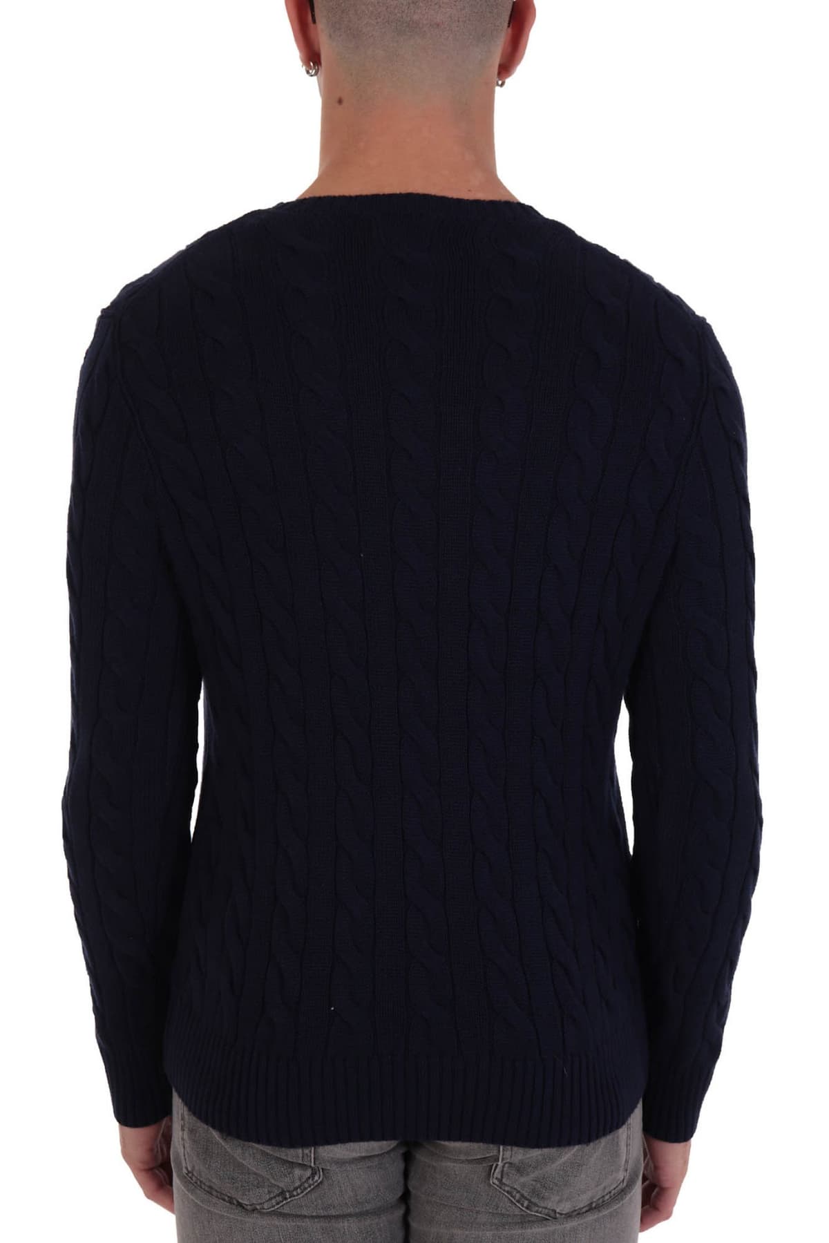 RALPH LAUREN ΠΛΕΚΤΟ ROUNDNECK CABLE ΜΠΛΕ