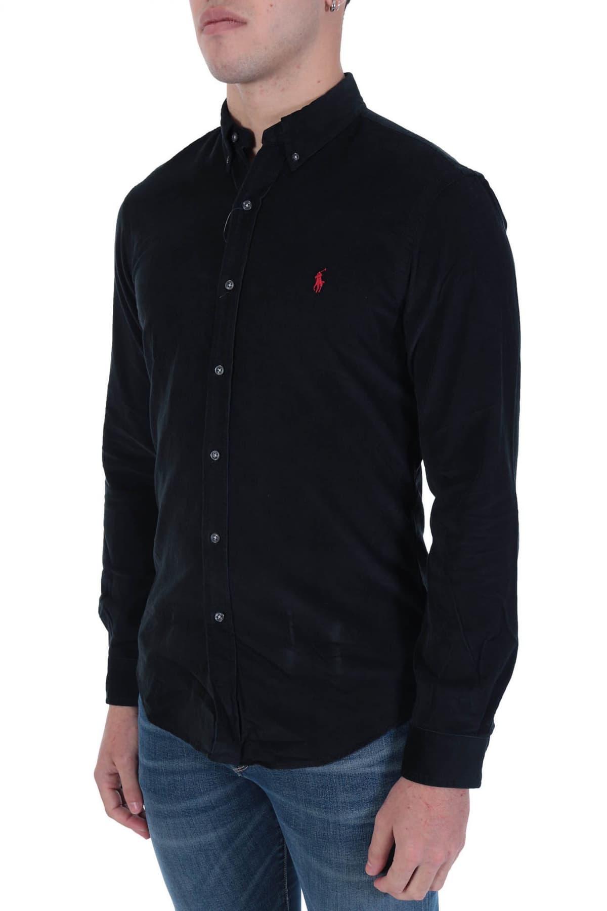 RALPH LAUREN ΠΟΥΚΑΜΙΣΟ ΚΟΤΛΕ BUTTON DOWN SLIM FIT ΜΑΥΡΟ