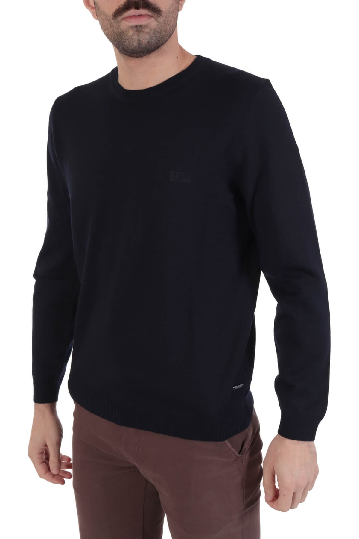 BOSS ΠΛΕΚΤΟ ΛΑΙΜΟΚΟΨΗ BAGRITTE REGULAR FIT ΜΠΛΕ