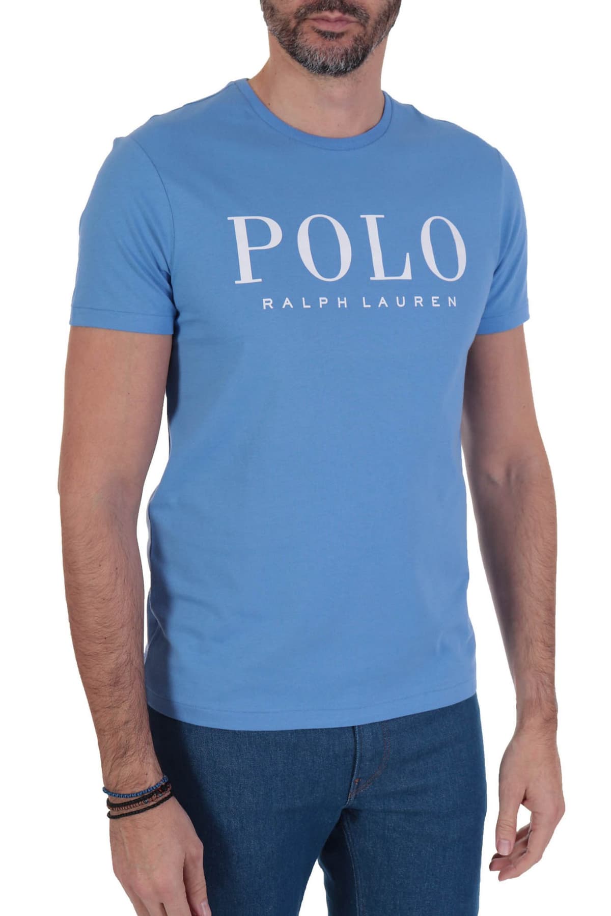 RALPH LAUREN T-SHIRT LOGO CUSTOM SLIM FIT ΣΙΕΛ