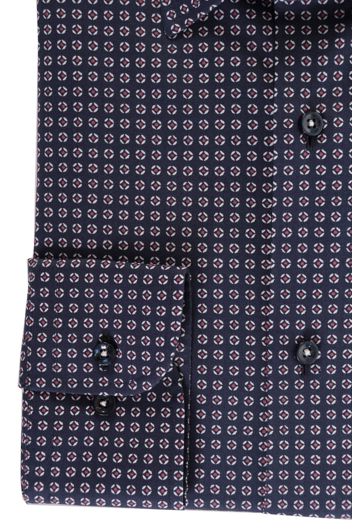 BOSS ΠΟΥΚΑΜΙΣΟ ΜΙΚΡΟΣΧΕΔΙΟ SLIM FIT STRETCH H-HANK-S-KENT-214 ΜΠΛΕ-ΜΠΟΡΝΤΩ