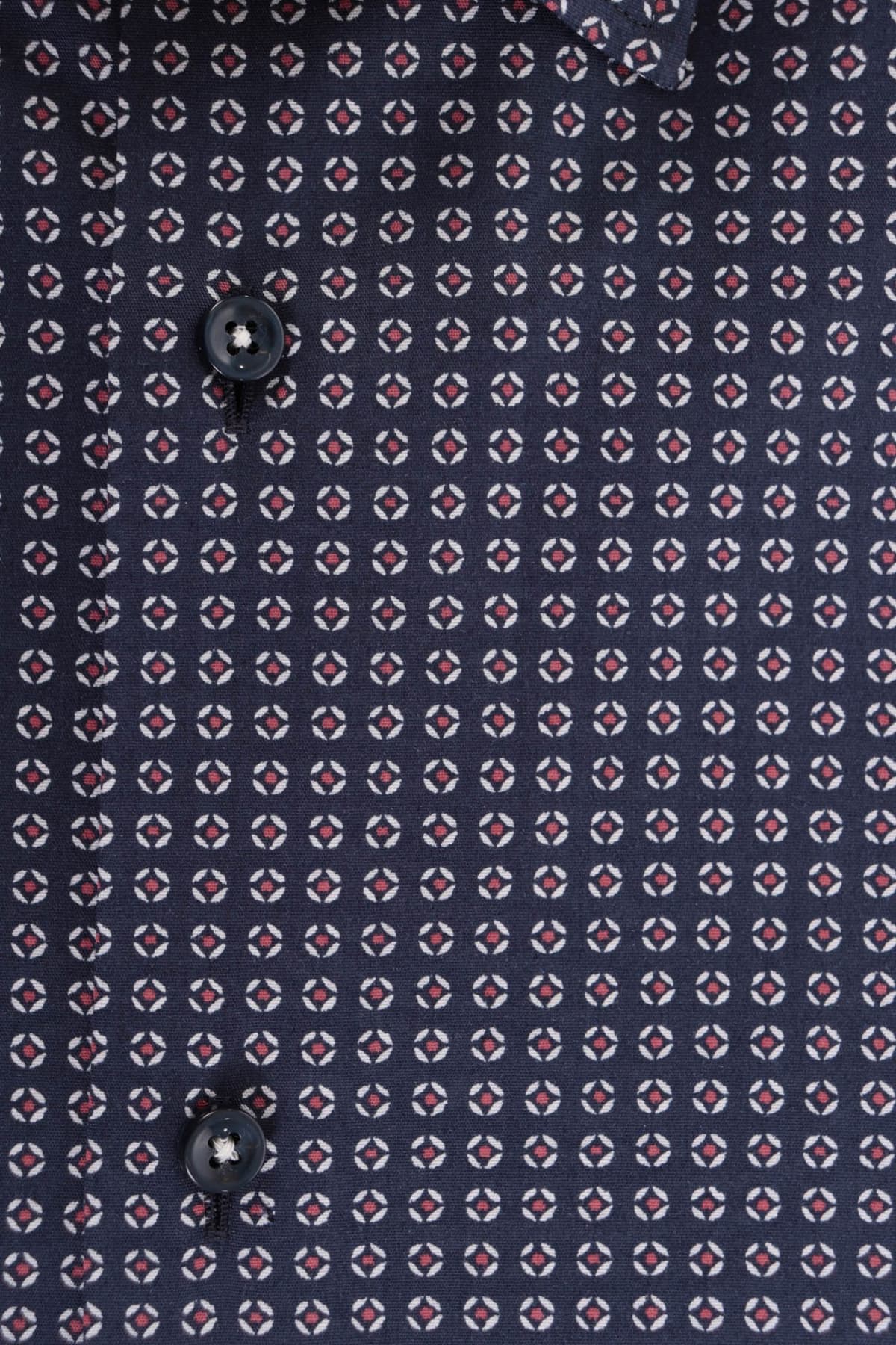 BOSS ΠΟΥΚΑΜΙΣΟ ΜΙΚΡΟΣΧΕΔΙΟ SLIM FIT STRETCH H-HANK-S-KENT-214 ΜΠΛΕ-ΜΠΟΡΝΤΩ