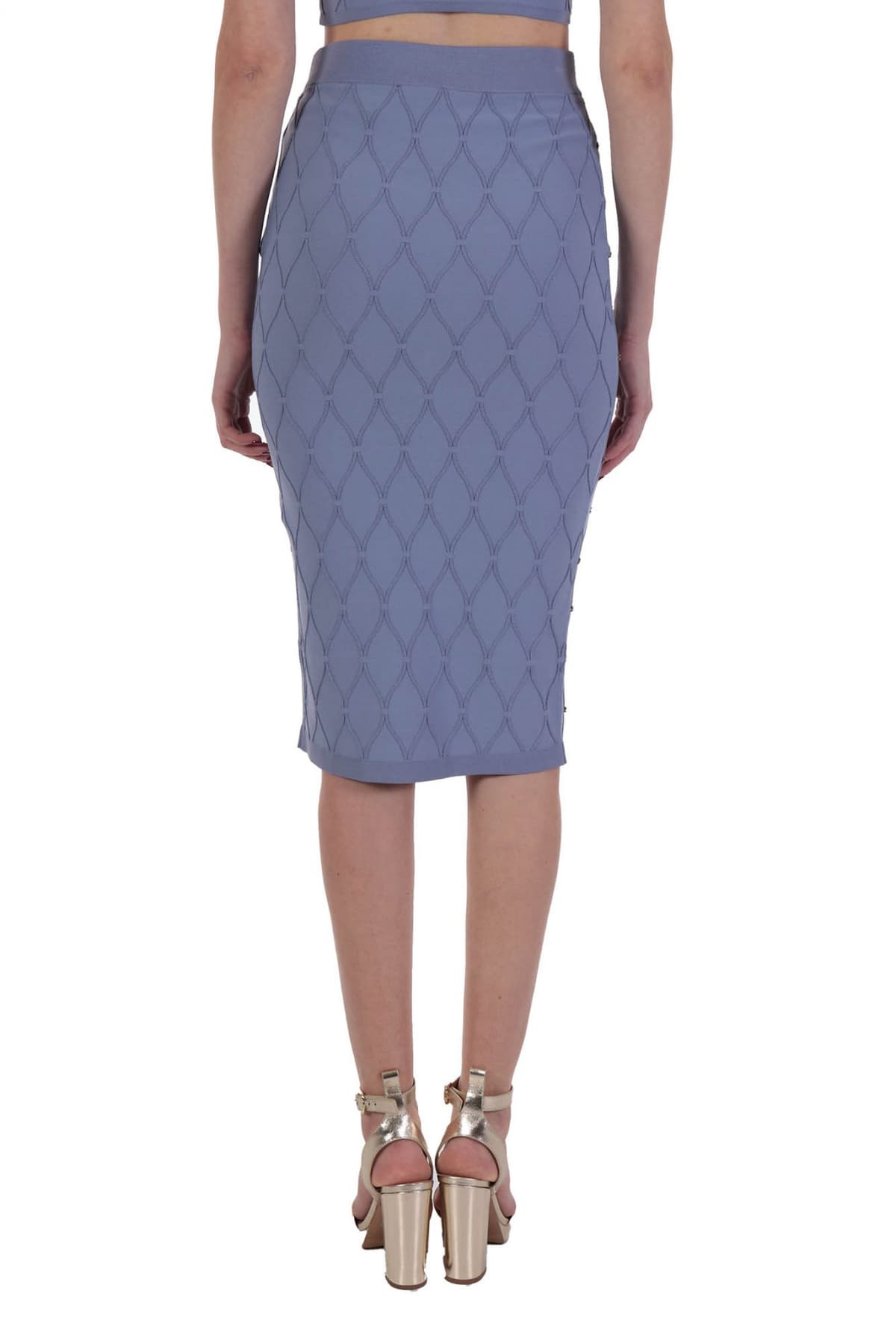 ELISABETTA FRANCHI ΦΟΥΣΤΑ ΠΛΕΚΤΗ ΜΕΤΑΛΛΙΚΑ LOGO ΛΙΛΑ