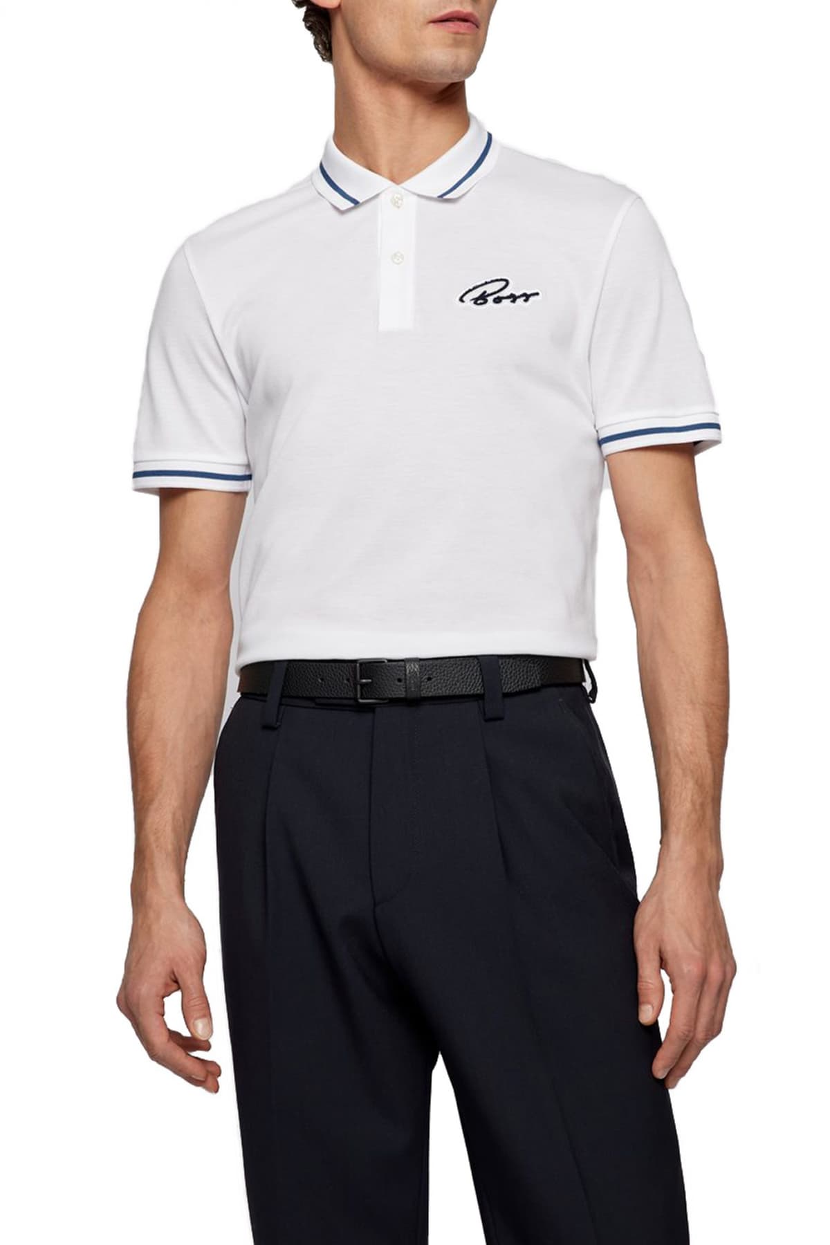 BOSS POLO SLIM FIT MERCERISED PHILLIPSON 106 ΛΕΥΚΟ