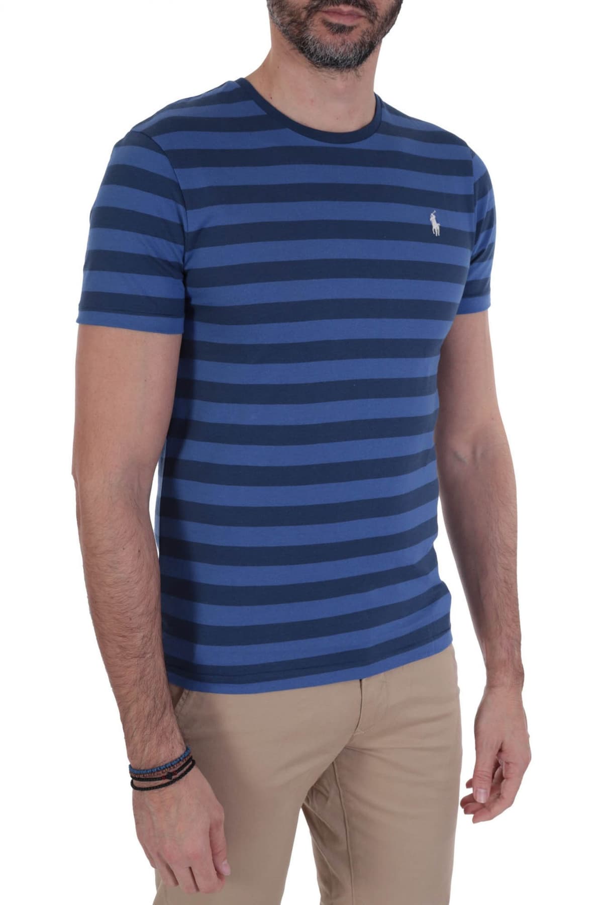 RALPH LAUREN T-SHIRT ΡΙΓΕ CUSTOM SLIM FIT ΜΠΛΕ