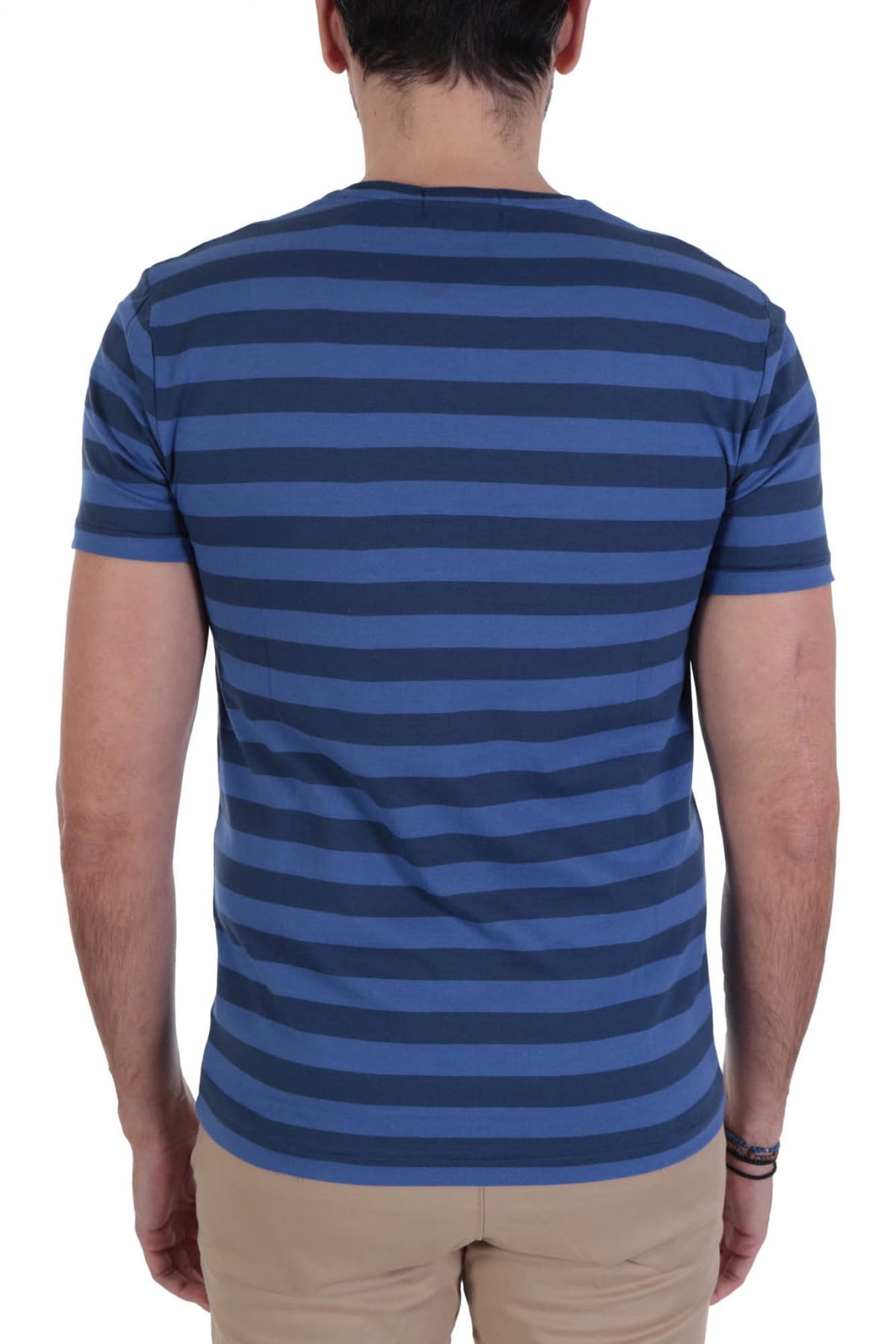 RALPH LAUREN T-SHIRT ΡΙΓΕ CUSTOM SLIM FIT ΜΠΛΕ