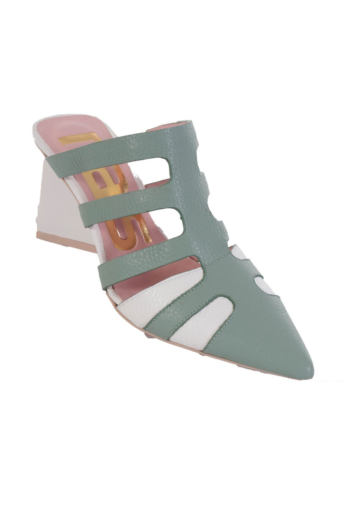 RAS ΠΑΠΟΥΤΣΙΑ MULES GRAINY ΑΝΟΙΧΤΟ ΠΡΑΣΙΝΟ/ΛΕΥΚΟ