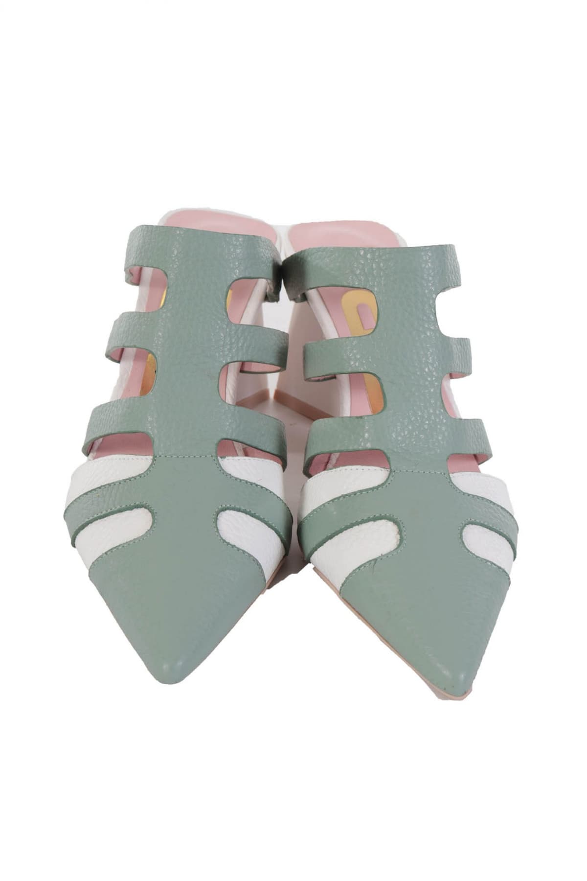 RAS ΠΑΠΟΥΤΣΙΑ MULES GRAINY ΑΝΟΙΧΤΟ ΠΡΑΣΙΝΟ/ΛΕΥΚΟ