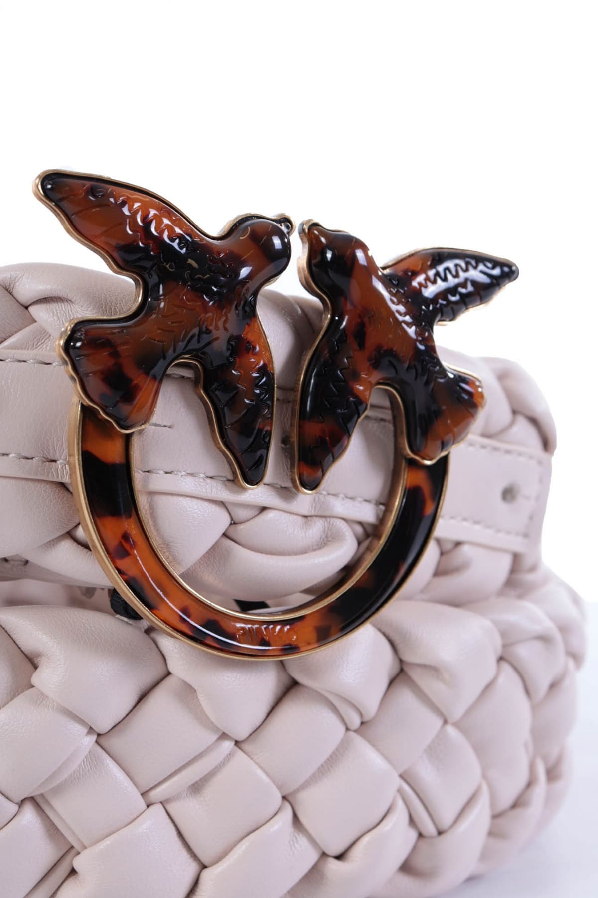 PINKO ΖΩΝΗ WEAVE BELT H4 ΕΓΚΡΑΦΑ ΚΟΚΑΛΙΝΗ ΕΚΡΟΥ