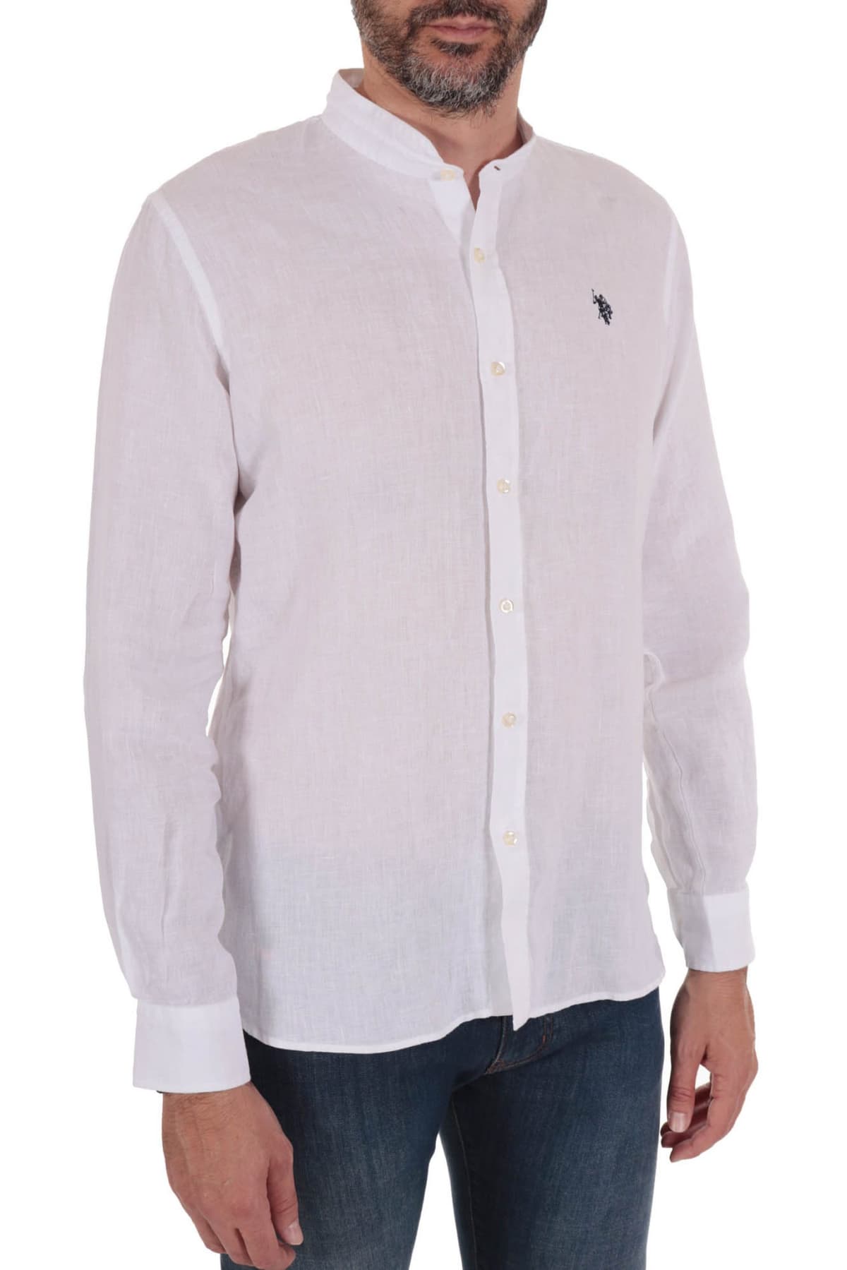 U.S. POLO ASSN ΠΟΥΚΑΜΙΣΟ ΛΙΝΟ ΜΑΟ ADAM LOGO ΛΕΥΚΟ