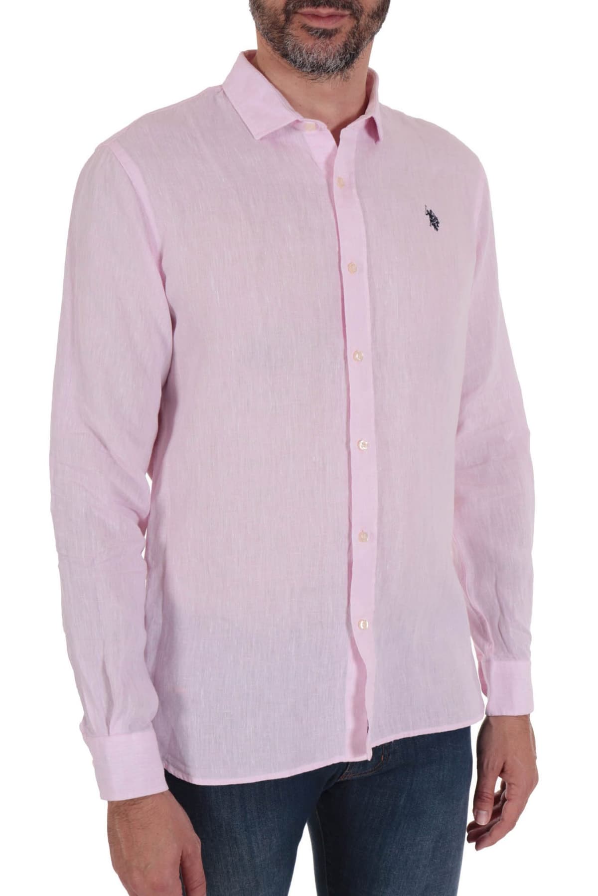 U.S. POLO ASSN ΠΟΥΚΑΜΙΣΟ ΛΙΝΟ SLIM FIT ΡΟΖ