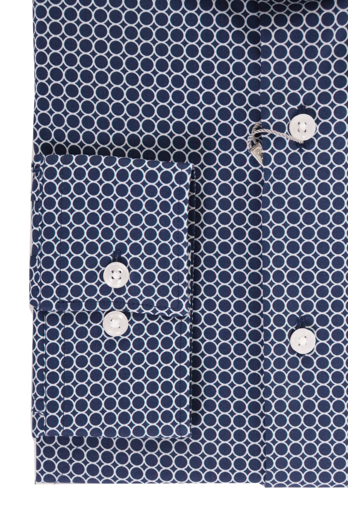 MICHAEL KORS ΠΟΥΚΑΜΙΣΟ ΜΙΚΡΟΣΧΕΔΙΟ SLIM FIT STRETCH ΜΠΛΕ