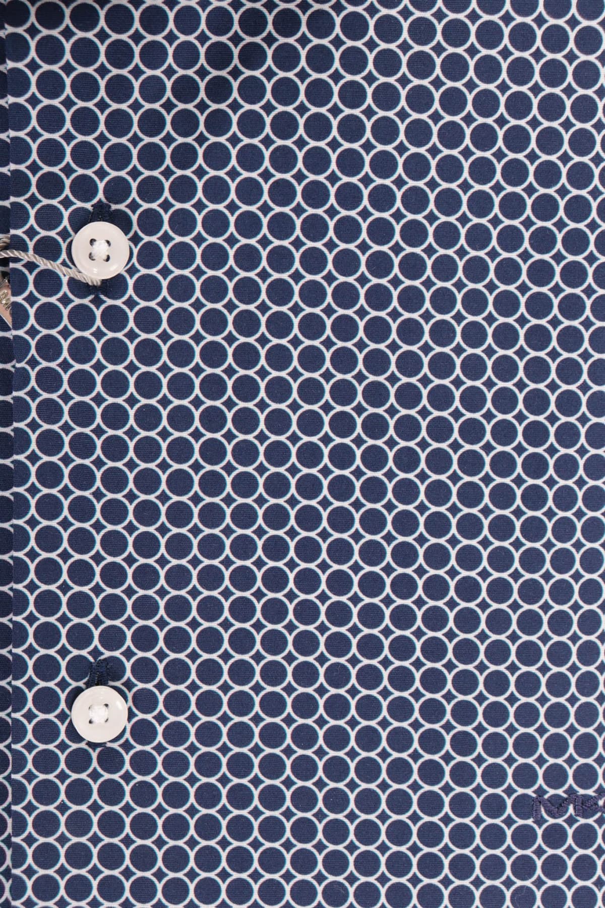 MICHAEL KORS ΠΟΥΚΑΜΙΣΟ ΜΙΚΡΟΣΧΕΔΙΟ SLIM FIT STRETCH ΜΠΛΕ