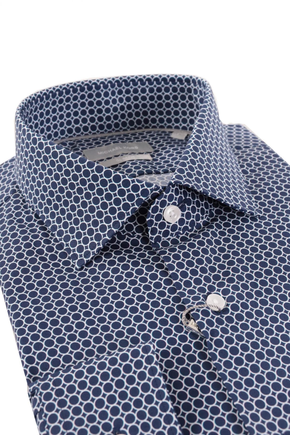 MICHAEL KORS ΠΟΥΚΑΜΙΣΟ ΜΙΚΡΟΣΧΕΔΙΟ SLIM FIT STRETCH ΜΠΛΕ