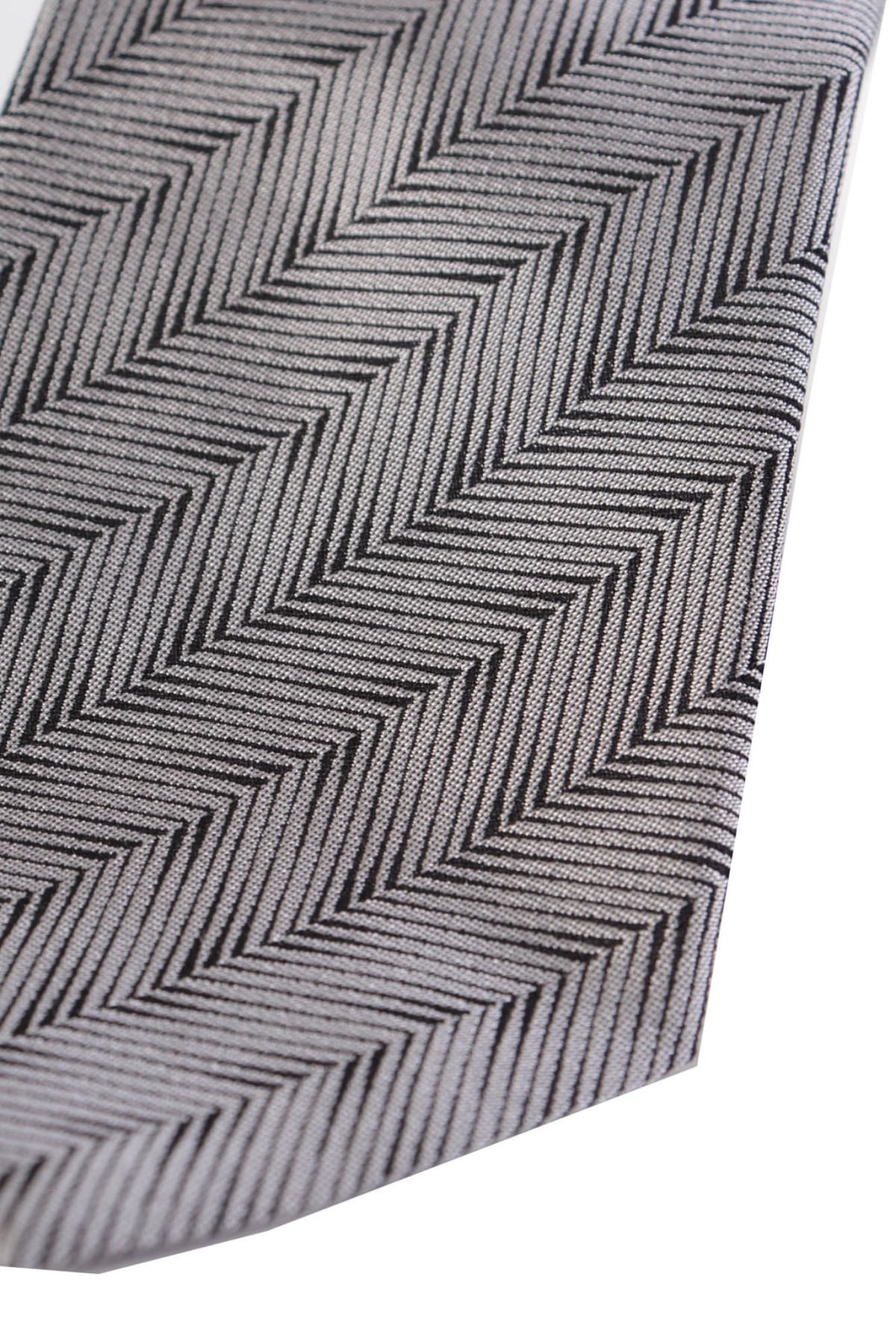 ARMANI COLLEZIONI ΓΡΑΒΑΤΑ 7.5 CM ΣΧΕΔΙΑΣΤΗ ΜΑΥΡΟ-ΓΚΡΙ