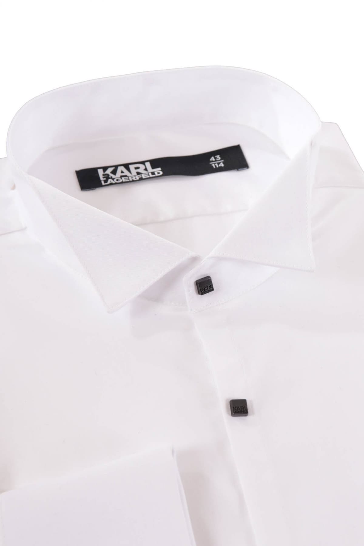 KARL LAGERFELD ΠΟΥΚΑΜΙΣΟ ΣΠΑΣΤΟΣ ΓΙΑΚΑΣ ΜΑΝΙΚΕΤΟΚΟΥΜΠΟ EASY CARE ΛΕΥΚΟ