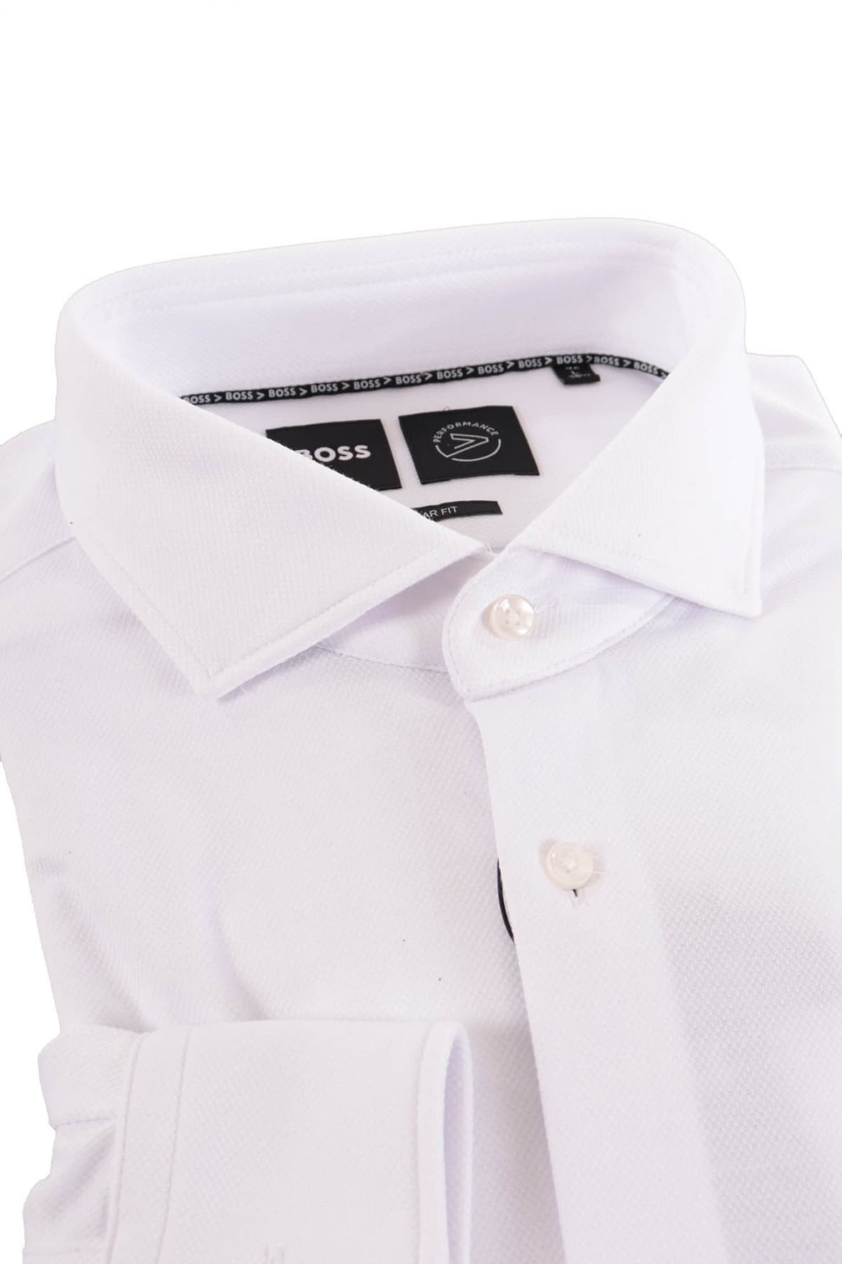 BOSS ΠΟΥΚΑΜΙΣΟ PERFORMANCE REGULAR FIT ΜΙΚΡΟΣΧΕΔΙΟ P-JOE-SPREAD-C1-222 ΛΕΥΚΟ