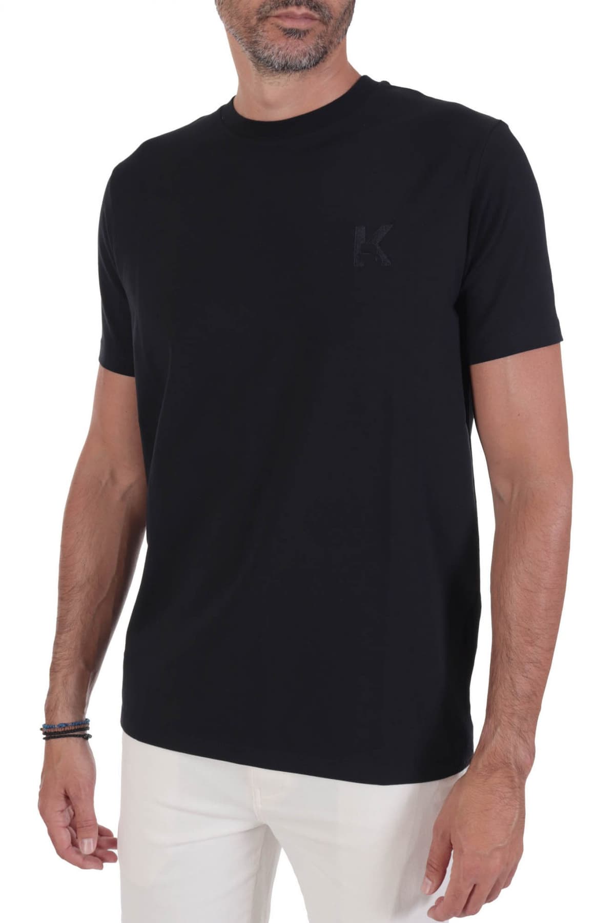 KARL LAGERFELD T-SHIRT CREW NECK LOGO ΜΠΛΕ