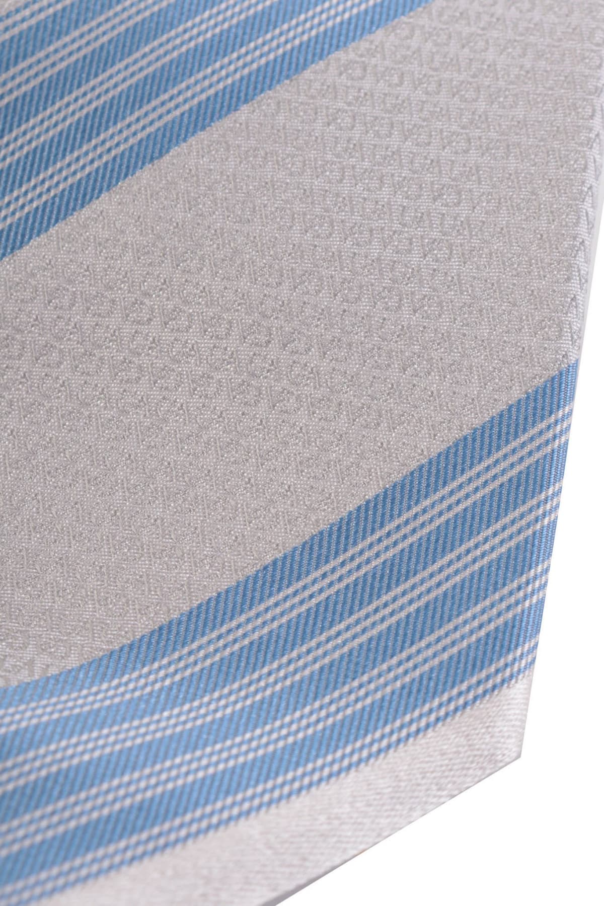 GIORGIO ARMANI ΓΡΑΒΑΤΑ 9,5CM ΡΙΓΕ LOGO ΣΙΕΛ-ΓΚΡΙ