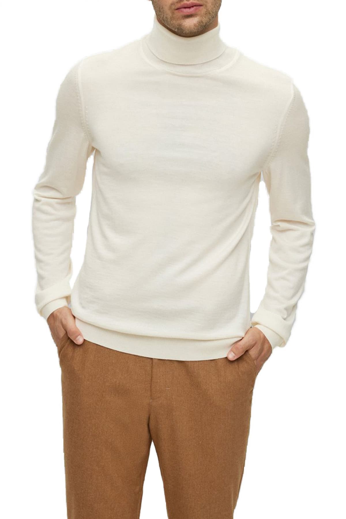 BOSS ΠΛΕΚΤΟ TURTLENECK MUSSO-P ΥΠΟΛΕΥΚΟ