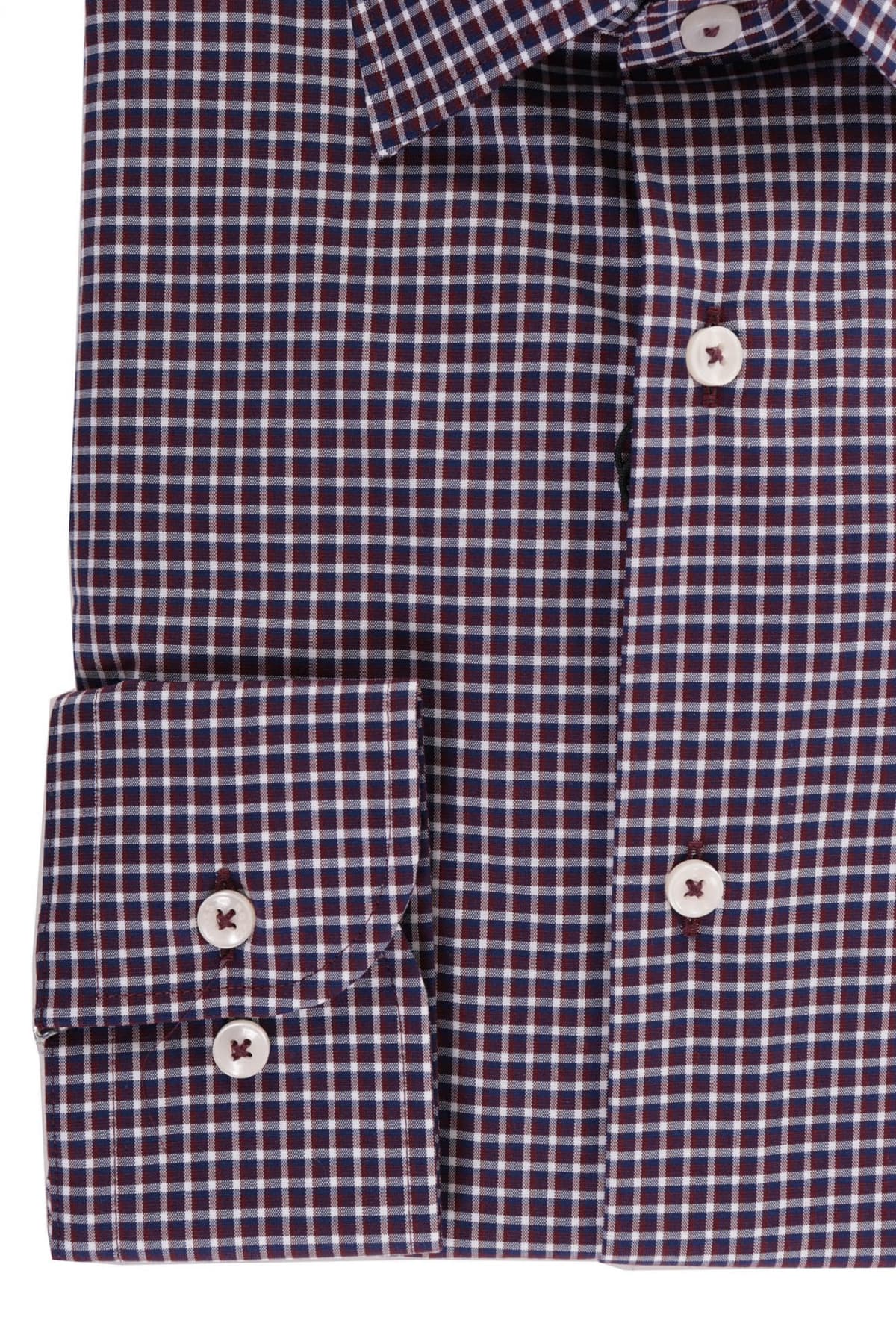 BOSS ΠΟΥΚΑΜΙΣΟ ΜΙΚΡΟΣΧΕΔΙΟ SLIM FIT EASY IRON STRETCH H-HANK-KENT-C1-214 ΜΠΟΡΝΤΩ