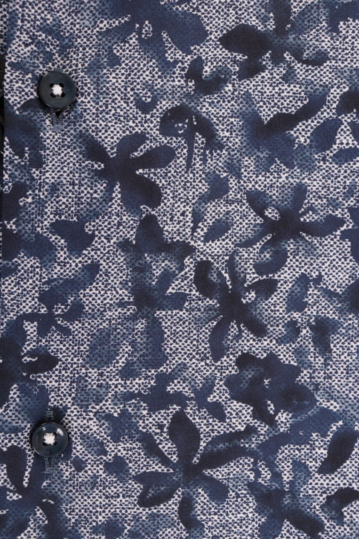 BOSS ΠΟΥΚΑΜΙΣΟ FLORAL REGULAR FIT STRETCH H-JOE-KENT-C1-214 ΜΠΛΕ