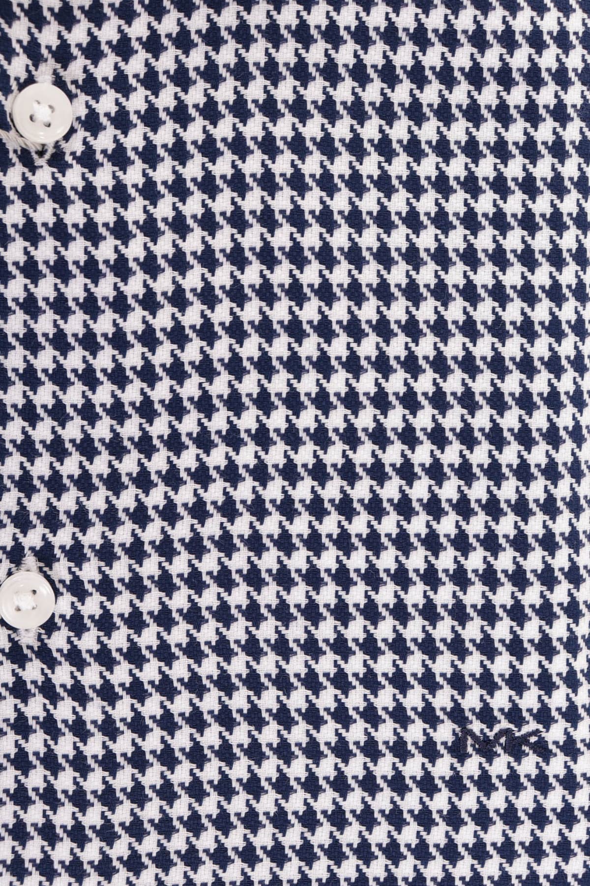 MICHAEL KORS ΠΟΥΚΑΜΙΣΟ HOUNDSTOOTH SLIM FIT STRETCH ΜΠΛΕ