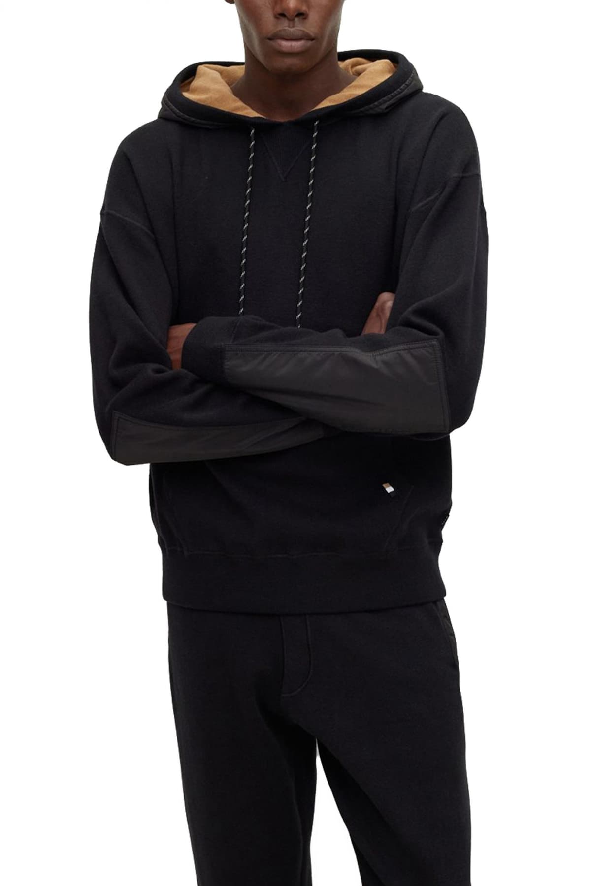 BOSS ΠΛΕΚΤΟ HOODIE LOPAOLO ΜΑΥΡΟ