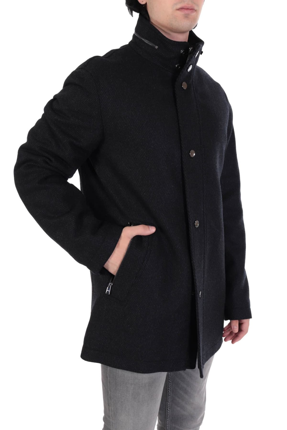 BOSS ΠΑΛΤΟ ΚΟΥΚΟΥΛΑ ΨΑΡΟΚΟΚΚΑΛΟ H-CAMRON-224 ΑΝΘΡΑΚΙ