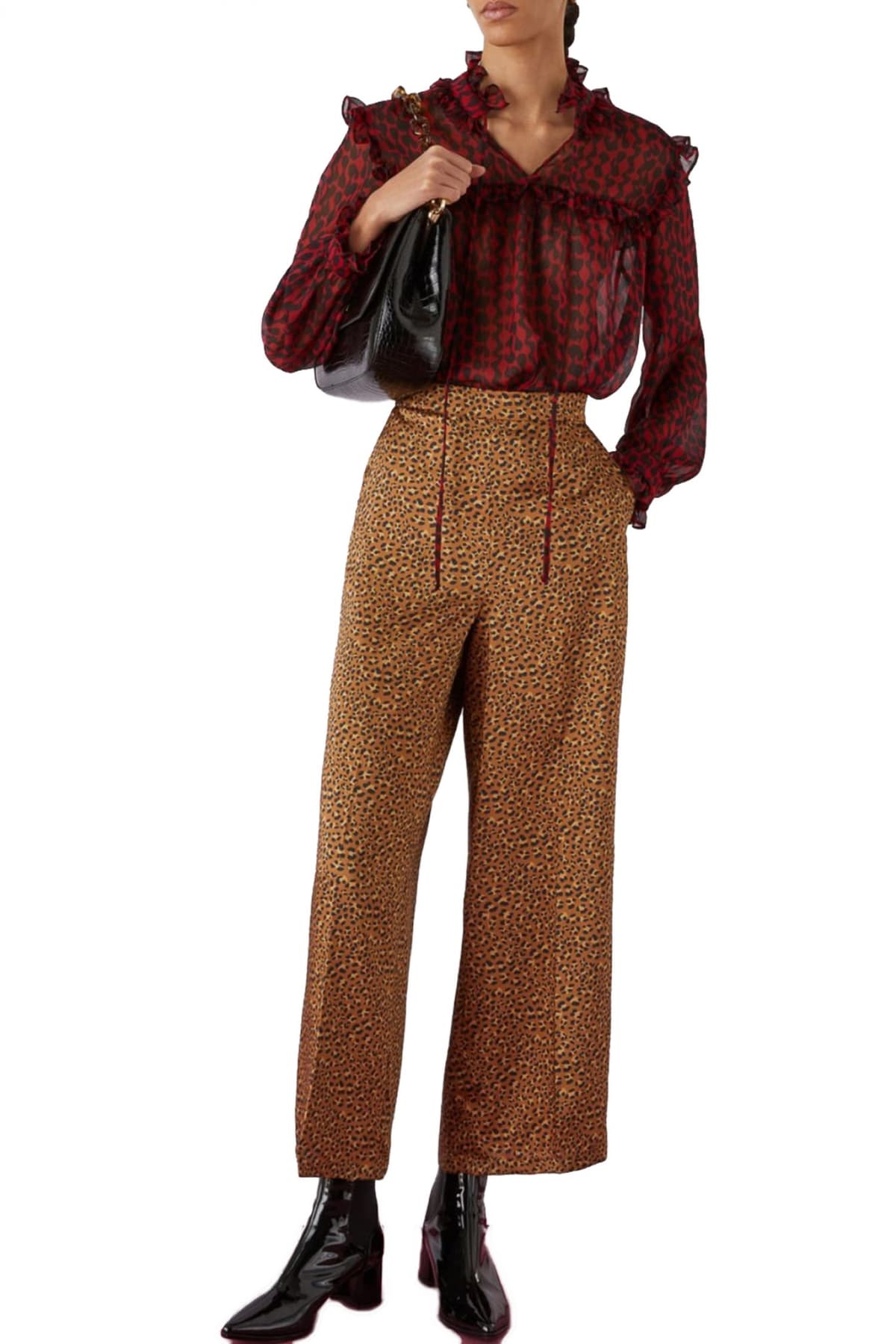 MARELLA EMME ΠΑΝΤΕΛΟΝA SAPONE CROP ANIMAL PRINT ΚΑΦΕ