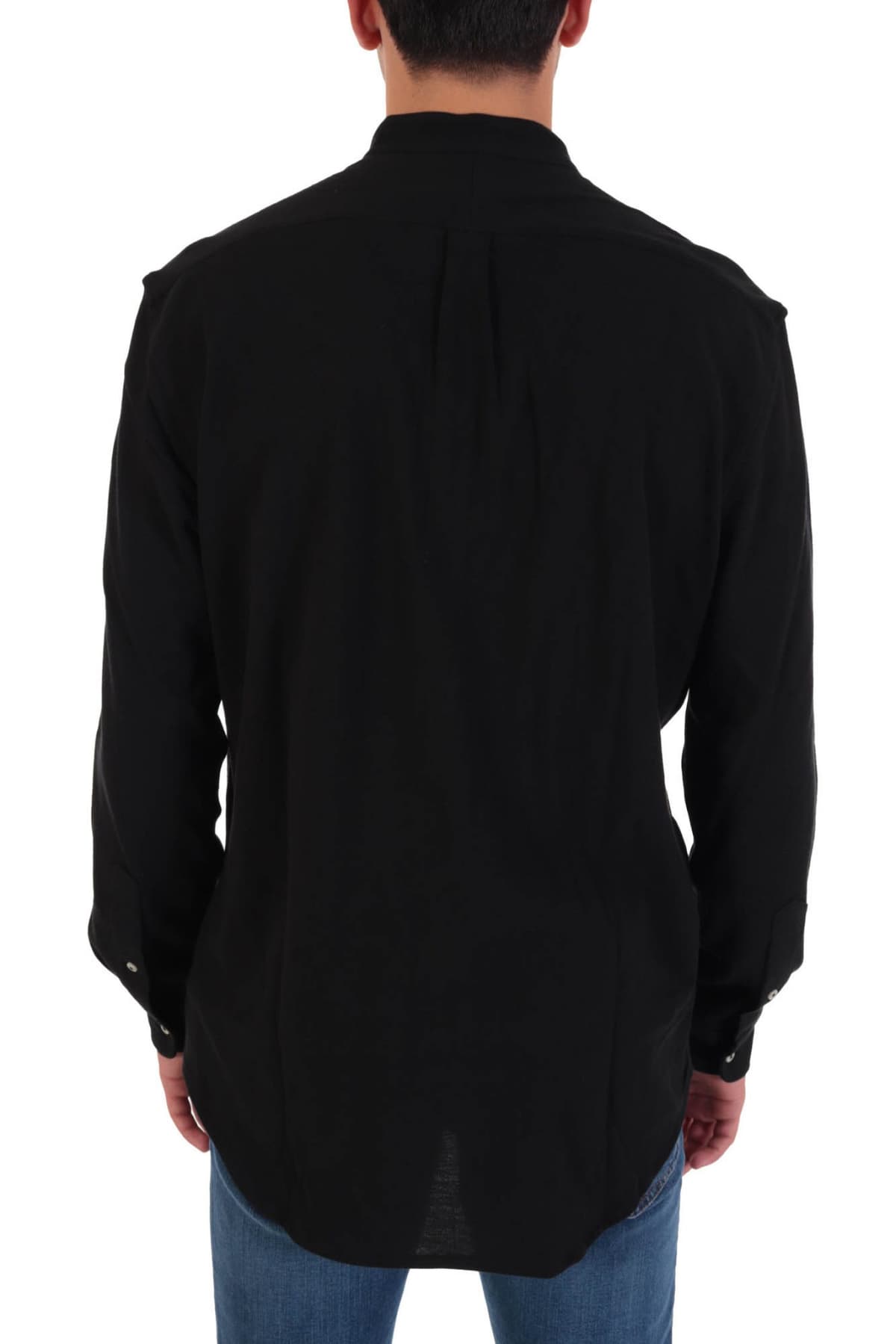 RALPH LAUREN ΠΟΥΚΑΜΙΣΟ MAO PIQUET FEATHER WEIGHT MESH ΜΑΥΡΟ