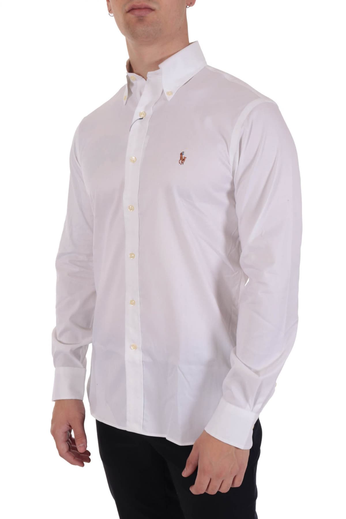 RALPH LAUREN ΠΟΥΚΑΜΙΣΟ BUTTON DOWN PINPOINT OXFORD CUSTOM FIT STRETCH ΛΕΥΚΟ
