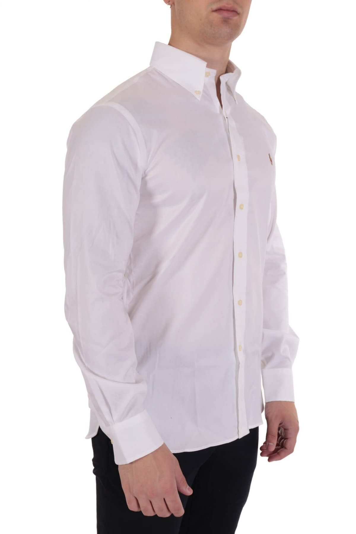 RALPH LAUREN ΠΟΥΚΑΜΙΣΟ BUTTON DOWN PINPOINT OXFORD CUSTOM FIT STRETCH ΛΕΥΚΟ