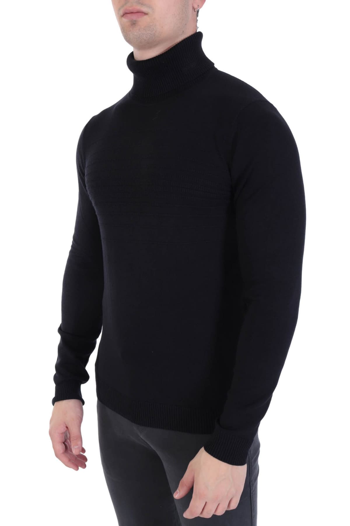 HUGO ΠΛΕΚΤΟ ROLLNECK SISO ΜΑΥΡΟ