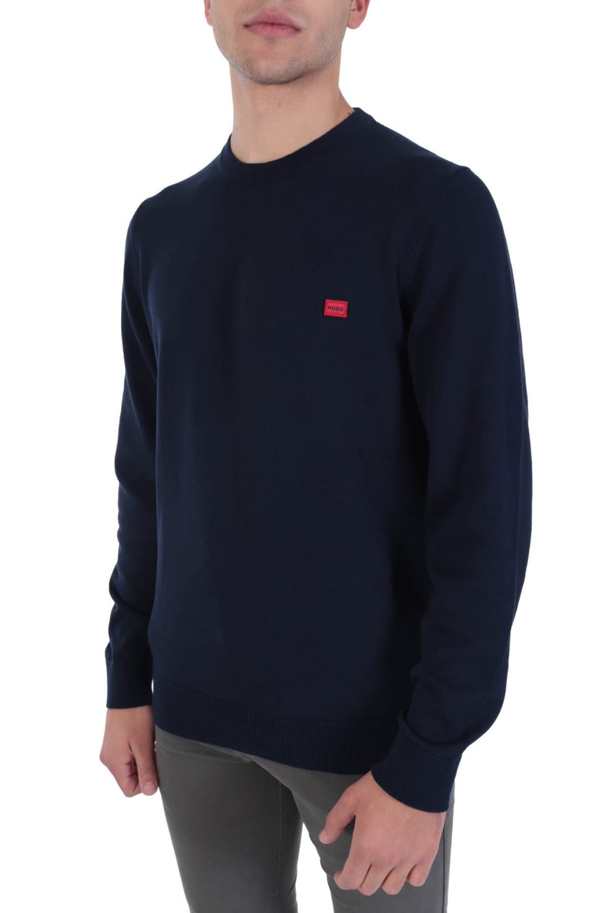 HUGO ΠΛΕΚΤΟ CREW NECK SAN CASSIUS-C1 ΜΠΛΕ