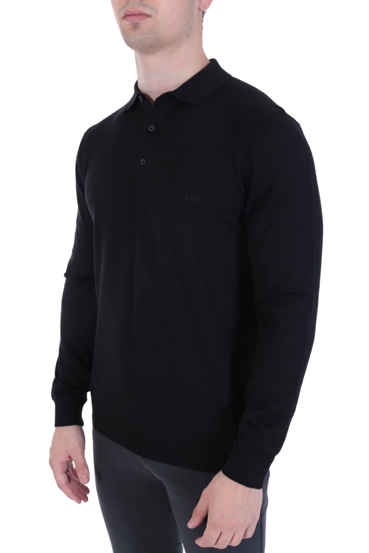 BOSS POLO ΠΛΕΚΤΟ BONO-L ΜΑΥΡΟ