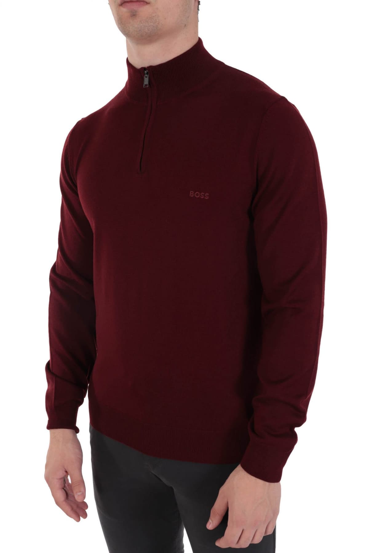 BOSS ΠΛΕΚΤΟ HALF ZIP BENJI-L ΜΠΟΡΝΤΩ