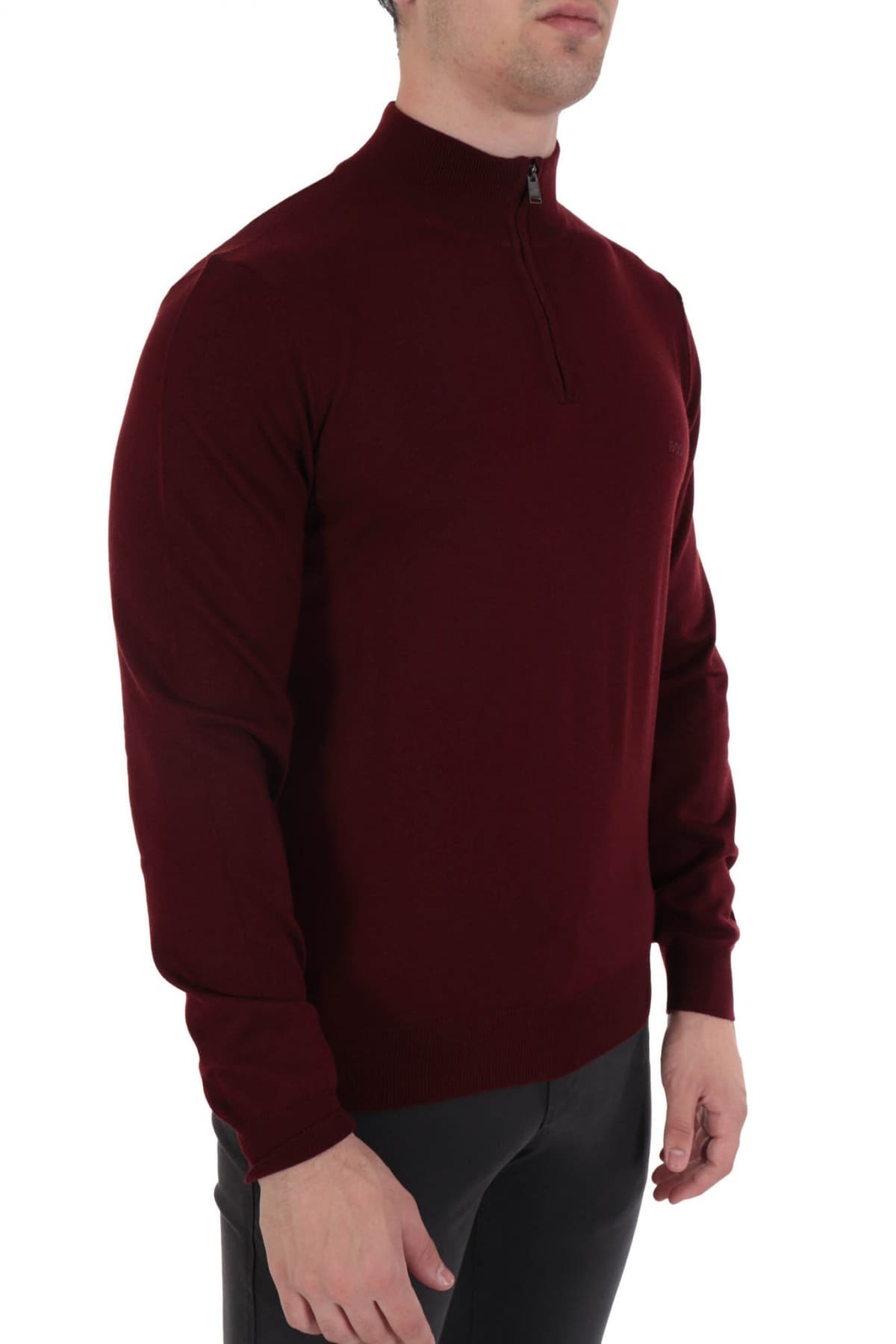 BOSS ΠΛΕΚΤΟ HALF ZIP BENJI-L ΜΠΟΡΝΤΩ