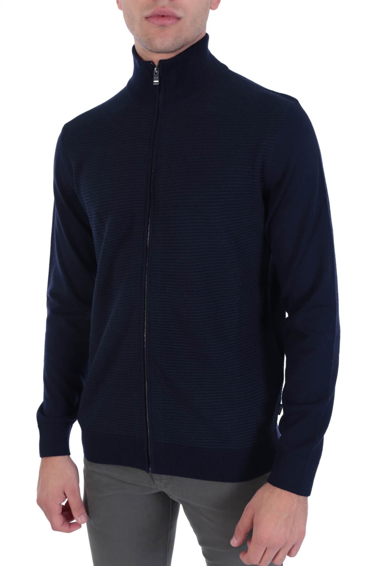 BOSS ΠΛΕΚΤΟ FULLZIP LADRIANO ΜΠΛΕ