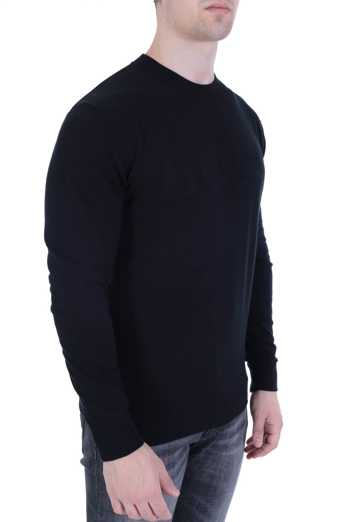 BOSS ΠΛΕΚΤΟ CREW NECK LAMADEO ΜΑΥΡΟ