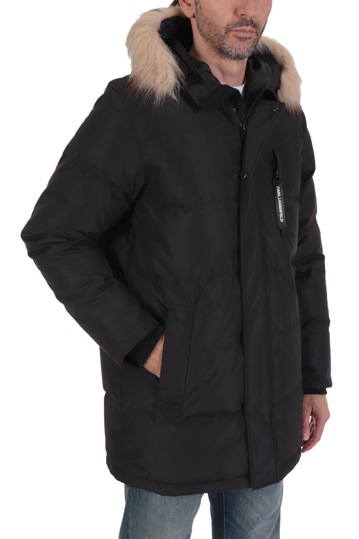 KARL LAGERFELD ΜΠΟΥΦΑΝ ΠΑΡΚΑ LOGO ΜΑΥΡΟ