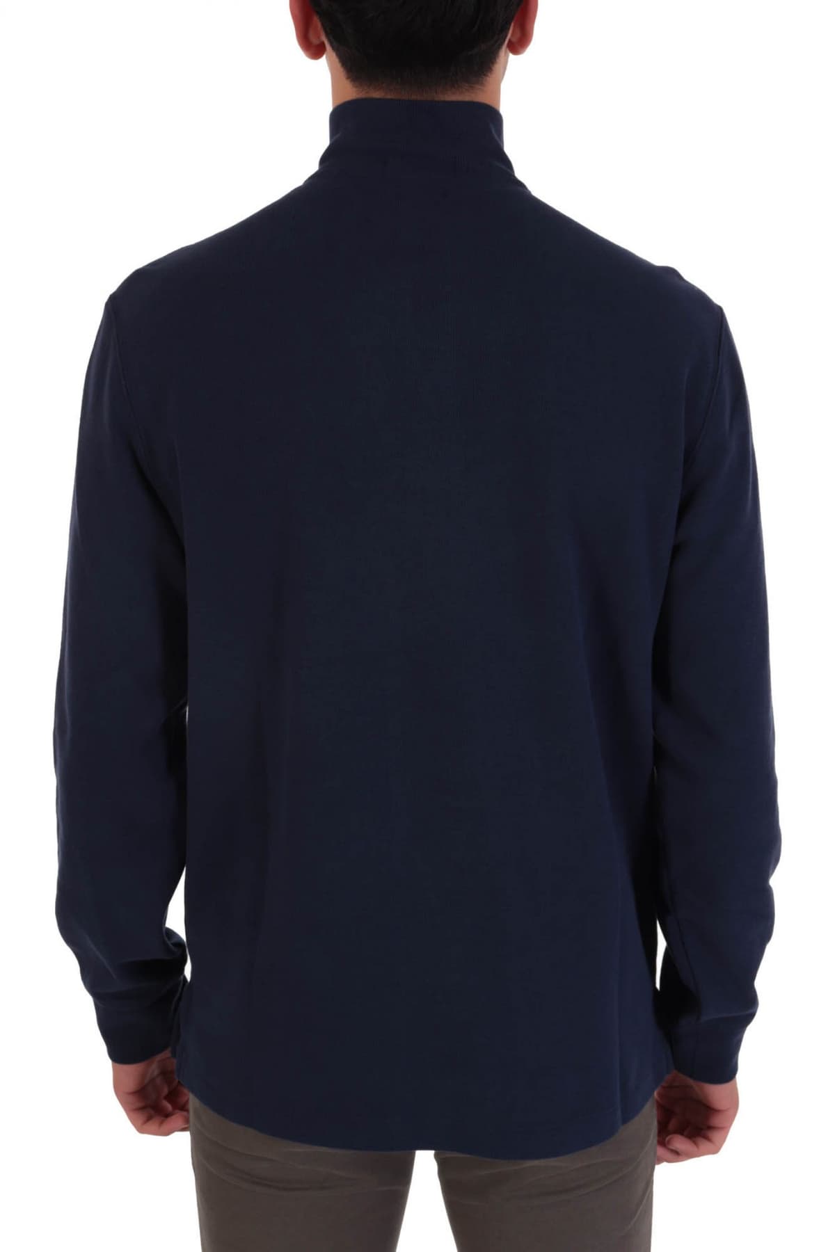 RALPH LAUREN ΠΛΕΚΤΟ LOGO ESTATE RIB HALF-ZIP ΜΠΛΕ